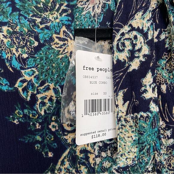Free People Navy Blue & Green Long
Sleeve Lady Luck Tunic Size XS NWT - Picture 10 of 11